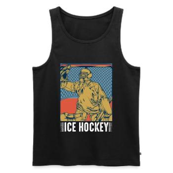 Vintage Retro Style Cool Hockeytormann Geschenk - Männer Premium Bio Tank Top - Schwarz - Vorne - AI Model Male 178 light (178cm)