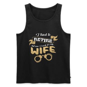 retirement - Men's Premium Organic Tank Top - black - Front - Michal (187cm)