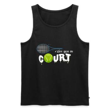 Tennis Player Cool Statement Saying Gift Idea - Men's Premium Organic Tank Top - black - Front - AI Model Male 178 light (178cm)