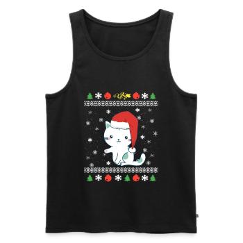 Sweet Santa Nicholas cat Ugly Christmas - Men's Premium Organic Tank Top - black - Front - Michal (187cm)