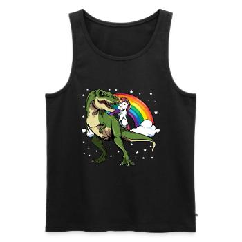 Licorne T-Rex Arc-en-ciel étoiles Fabeltier Cadeau - Débardeur bio Premium Homme - noir - Devant - Michal (187cm)