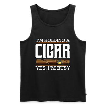 cigare - Débardeur bio Premium Homme - noir - Devant - AI Model Male 178 light (178cm)