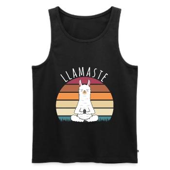 Llamaste Vintage Alpaka Retro Lama Yoga Meditation - Männer Premium Bio Tank Top - Schwarz - Vorne - AI Model Male 178 light (178cm)