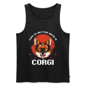 Welsh Corgi - Men's Premium Organic Tank Top - black - Front - AI Model Male 178 light (178cm)