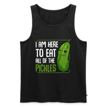 Pickle - I Am Here To Eat All Of The Pickles - Men's Premium Organic Tank Top - black - Front - Michal (187cm)