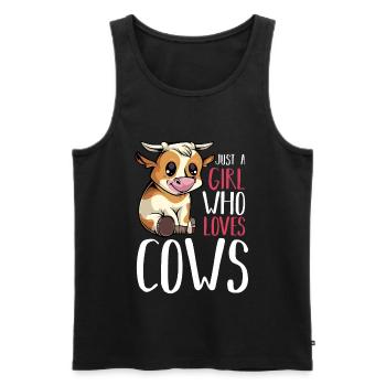 Kuh - Just A Girl Who Loves Cows - Lustige Sprüche - Männer Premium Bio Tank Top - Schwarz - Vorne - Michal (187cm)