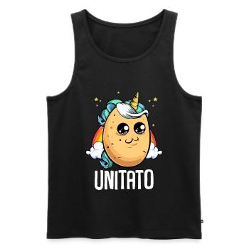 Unitato cute kawaii unicorn magic potato - Men's Premium Organic Tank Top - black - Front - AI Model Male 178 light (178cm)