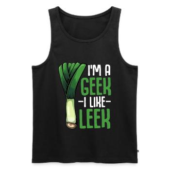 Lauch - I'm A Geek I like Leek Vegan Gemüse Spruch - Männer Premium Bio Tank Top - Schwarz - Vorne - Michal (187cm)