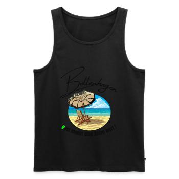 Boltenhagen immer eine Reise wert - Männer Premium Bio Tank Top - Schwarz - Vorne - Michal (187cm)
