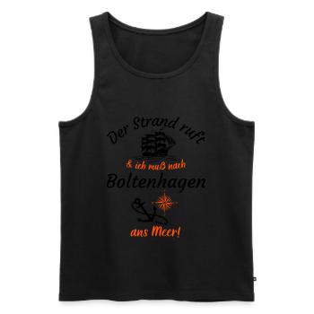 Boltenhagen-Der Strand ruft und ich muss ans Meer - Männer Premium Bio Tank Top - Schwarz - Vorne - Michal (187cm)