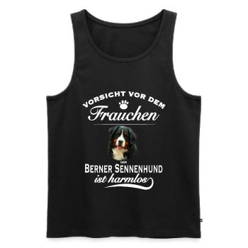 Berner Sennenhund - Vorsicht vor dem Frauchen - Männer Premium Bio Tank Top - Schwarz - Vorne - Michal (187cm)