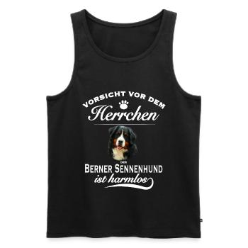 Berner Sennenhund - Vorsicht vor dem Herrchen - Männer Premium Bio Tank Top - Schwarz - Vorne - Michal (187cm)