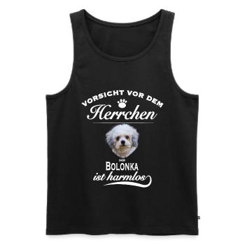 Bolonka Zwetna Hund - Vorsicht vor dem Herrchen - Männer Premium Bio Tank Top - Schwarz - Vorne - Michal (187cm)