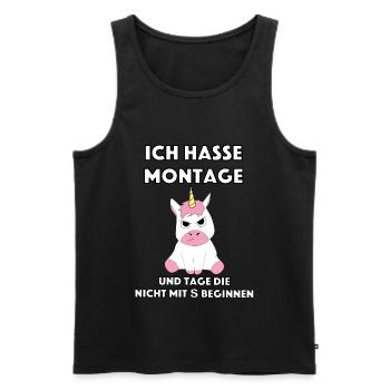 Einhorn Unicorn Ich hasse Montag I hate Mondays - Männer Premium Bio Tank Top - Schwarz - Vorne - AI Model Male 178 light (178cm)
