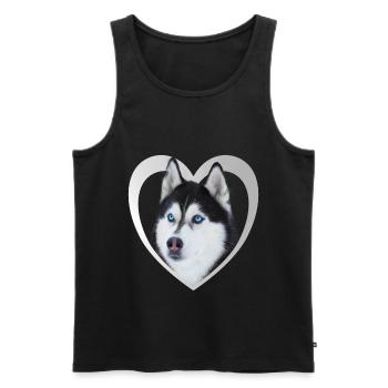 I Love my Husky - Hund Herz - Husky - Männer Premium Bio Tank Top - Schwarz - Vorne - AI Model Male 178 light (178cm)