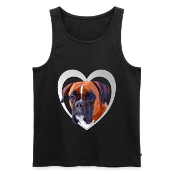 I Love my Boxer - Boxer im Herz - Boxer Hund - Männer Premium Bio Tank Top - Schwarz - Vorne - AI Model Male 178 light (178cm)