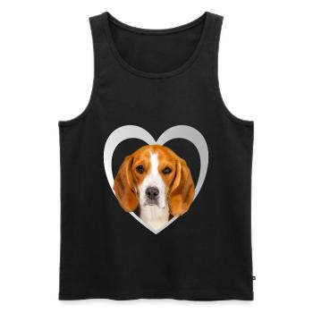I Love My Beagle - HerzDesign - Beagle - Männer Premium Bio Tank Top - Schwarz - Vorne - Michal (187cm)