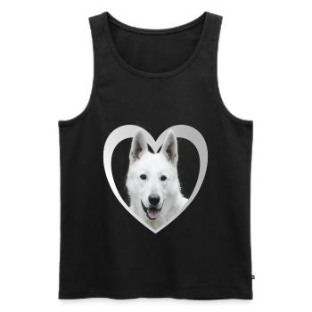 White Shepherd - White Shepherd Heart - Men's Premium Organic Tank Top - black - Front - AI Model Male 178 light (178cm)
