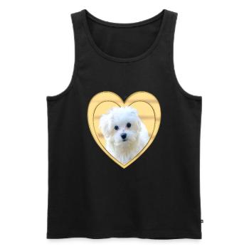 Maltais - Chien de Malte - Coeur - Débardeur bio Premium Homme - noir - Devant - AI Model Male 178 light (178cm)