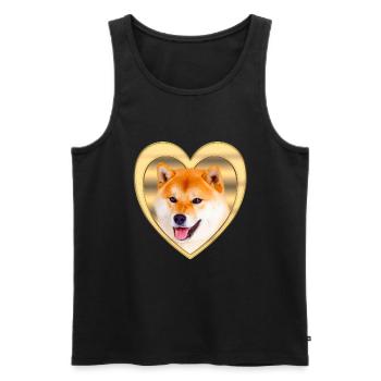 Shiba Inu - Shiba Inu Chien - Coeur - Débardeur bio Premium Homme - noir - Devant - Michal (187cm)