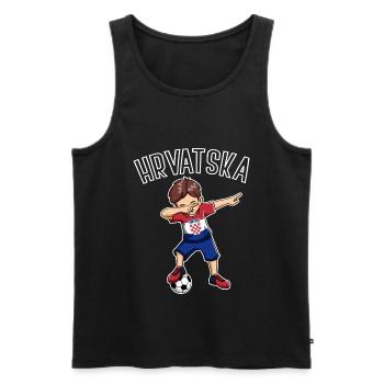 Dabbing Fußball Junge mit Kroatien Trikot Kinder - Männer Premium Bio Tank Top - Schwarz - Vorne - AI Model Male 178 light (178cm)