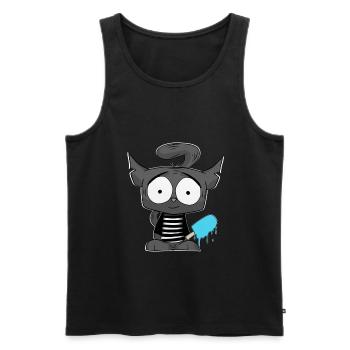 Chat mignon avec crème glacée Comic Kawaii Shirt Sticker - Débardeur bio Premium Homme - noir - Devant - AI Model Male 178 light (178cm)