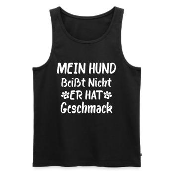 Mon chien ne mord pas, il a du goût - Débardeur bio Premium Homme - noir - Devant - Michal (187cm)
