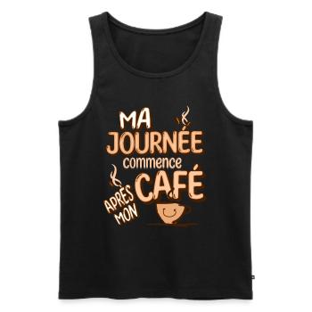 Ma journée commence après mon café - Débardeur bio Premium Homme - noir - Devant - Michal (187cm)