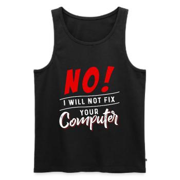 No I Will Not Fix Your Computer - Débardeur bio Premium Homme - noir - Devant - AI Model Male 178 light (178cm)