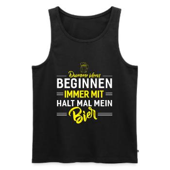 Arrête de peindre ma bière - Débardeur bio Premium Homme - noir - Devant - Michal (187cm)