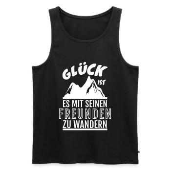 Glück ist zu wandern SHIRT - Mit Freunden - Männer Premium Bio Tank Top - Schwarz - Vorne - Michal (187cm)
