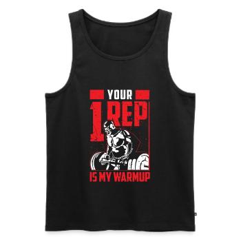 Your only representative is my warm up - bodybuilding - Men's Premium Organic Tank Top - black - Front - AI Model Male 178 light (178cm)