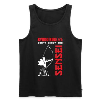 Kyudo-Regel Nr. 1 Schießen Sie nicht auf den Sense - Männer Premium Bio Tank Top - Schwarz - Vorne - AI Model Male 178 light (178cm)
