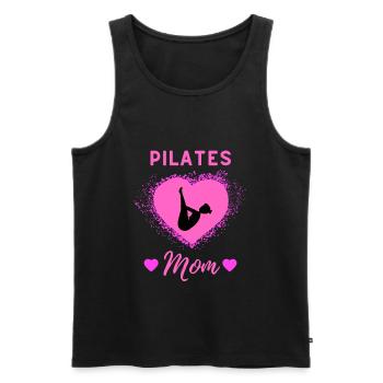 Pilates Mom, Pilates Mum Love - Men's Premium Organic Tank Top - black - Front - Michal (187cm)