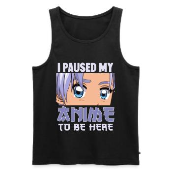 J’ai mis en pause mon anime pour être ici drôle Otaku Anime - Débardeur bio Premium Homme - noir - Devant - Michal (187cm)