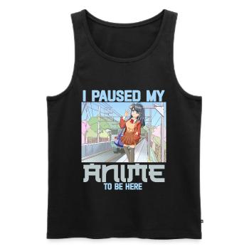 J’ai mis en pause mon anime pour être ici drôle Otaku Anime - Débardeur bio Premium Homme - noir - Devant - Michal (187cm)