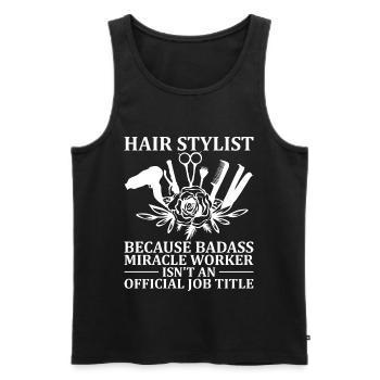 Friseur Barbier Friseurin Friseursalon Barber - Männer Premium Bio Tank Top - Schwarz - Vorne - Michal (187cm)