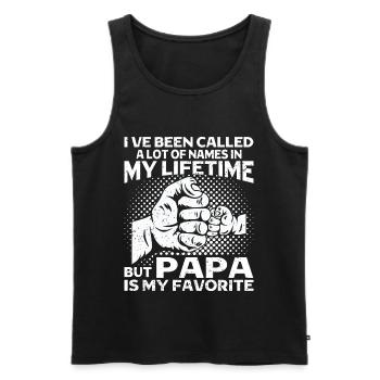 Père Enfant Fête des Pères Papa Cadeau - Débardeur bio Premium Homme - noir - Devant - Michal (187cm)