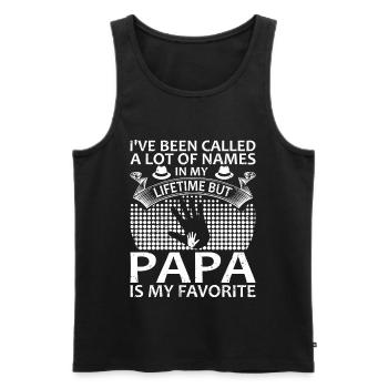 Père Enfant Fête des Pères Papa Cadeau - Débardeur bio Premium Homme - noir - Devant - Michal (187cm)