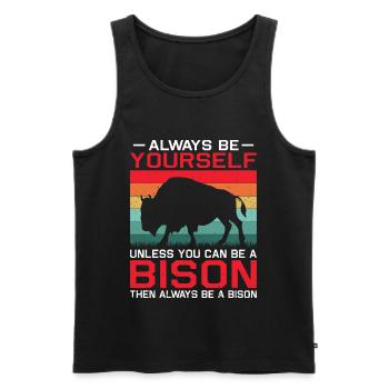 Bison Büffel Yellowstone Park - Männer Premium Bio Tank Top - Schwarz - Vorne - AI Model Male 178 light (178cm)
