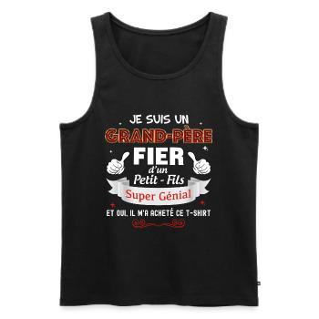 Papy Fier Et Petit-Fils Cadeau Humour Famille - Débardeur bio Premium Homme - noir - Devant - Michal (187cm)