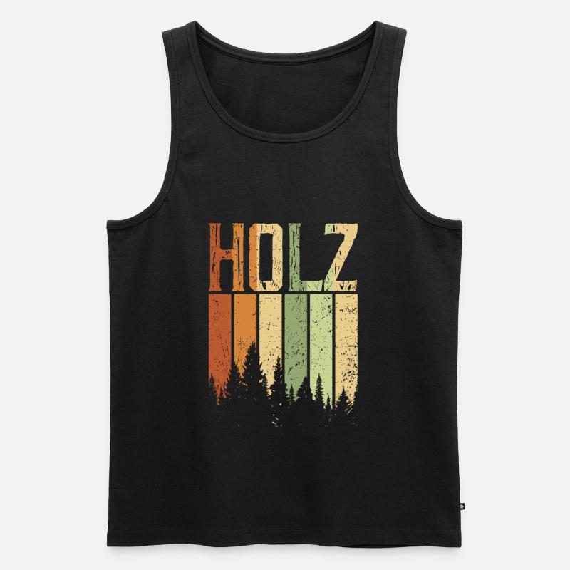 Holz - Männer Premium Bio Tank Top - Schwarz
