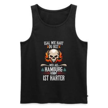 Egal wie hart du bist ein Hamburger ist härter - Männer Premium Bio Tank Top - Schwarz - Vorne - Michal (187cm)