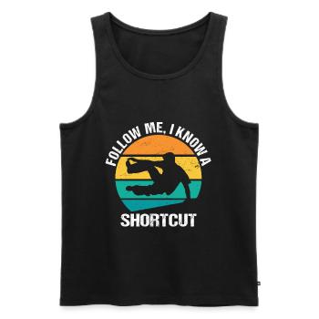 Follow Me I Know A Shortcut Parkour Läufer Freerun - Männer Premium Bio Tank Top - Schwarz - Vorne - AI Model Male 178 light (178cm)