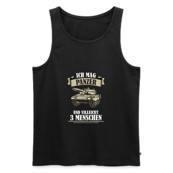 Ich mag Panzer und villeicht 3 Menschen - Männer Premium Bio Tank Top - Schwarz - Vorne - Michal (187cm)