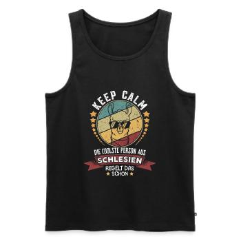 Keep calm die coole Person aus Schlesien - Männer Premium Bio Tank Top - Schwarz - Vorne - Michal (187cm)
