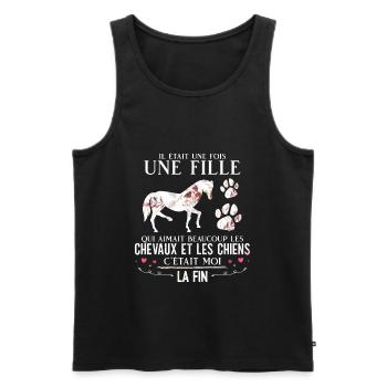 Fille à cheval cheval - Männer Premium Bio Tank Top - Schwarz - Vorne - AI Model Male 178 light (178cm)
