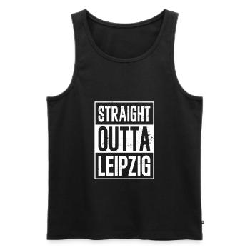 Straight Outta Leipzig Leipziger - Männer Premium Bio Tank Top - Schwarz - Vorne - AI Model Male 178 light (178cm)