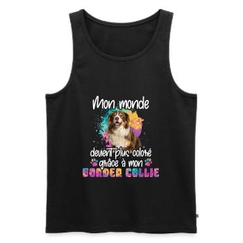 Grâce à mon Border collie chien - Männer Premium Bio Tank Top - Schwarz - Vorne - AI Model Male 178 light (178cm)