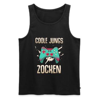 Coole Jungs zocken Gamer - Männer Premium Bio Tank Top - Schwarz - Vorne - AI Model Male 178 light (178cm)